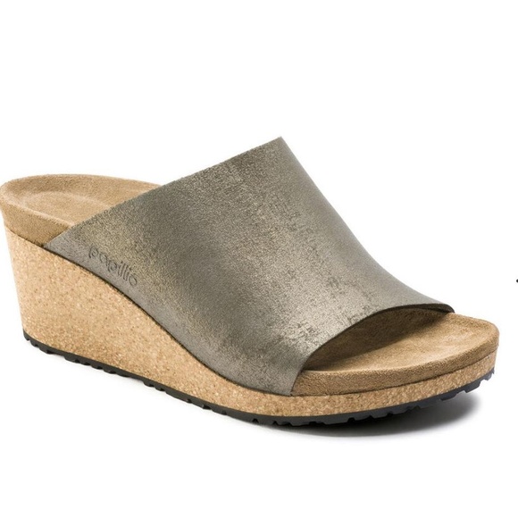 NWT Papillio Birkenstock Namica Wedge Slide Sandal Womens‎ 38 Metallic Gold - Picture 4 of 16